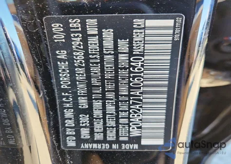 2010 Porsche Panamera S from USA, damaged, VIN WP0AB2A71AL061640